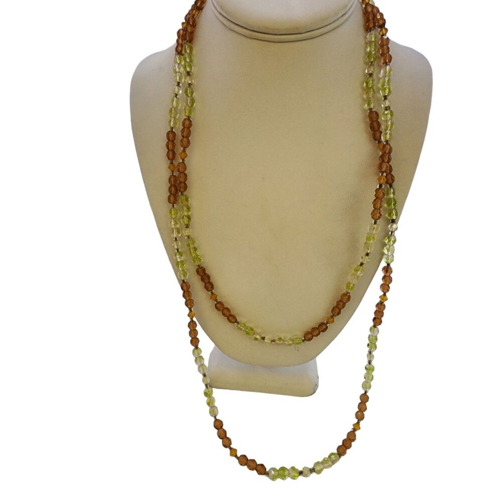 Vintage 58" 2 Tone Crystal Necklace (A5198)